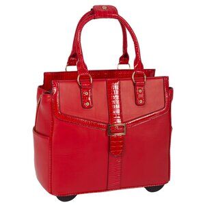 JKM and Company Bella Red and Alligator Rolling Laptop Bag Briefcase Tote Bag